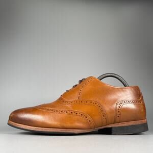 Wolf And Shepherd Senna Men's 8 Brown Leather Wingtip Brogue Dress Shoes Lace Up